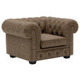 CHESTERFIELD-SESSEL - Wengefarben/Hellbraun, LIFESTYLE, Leder/Holz (115/76,5/96cm) - Landscape