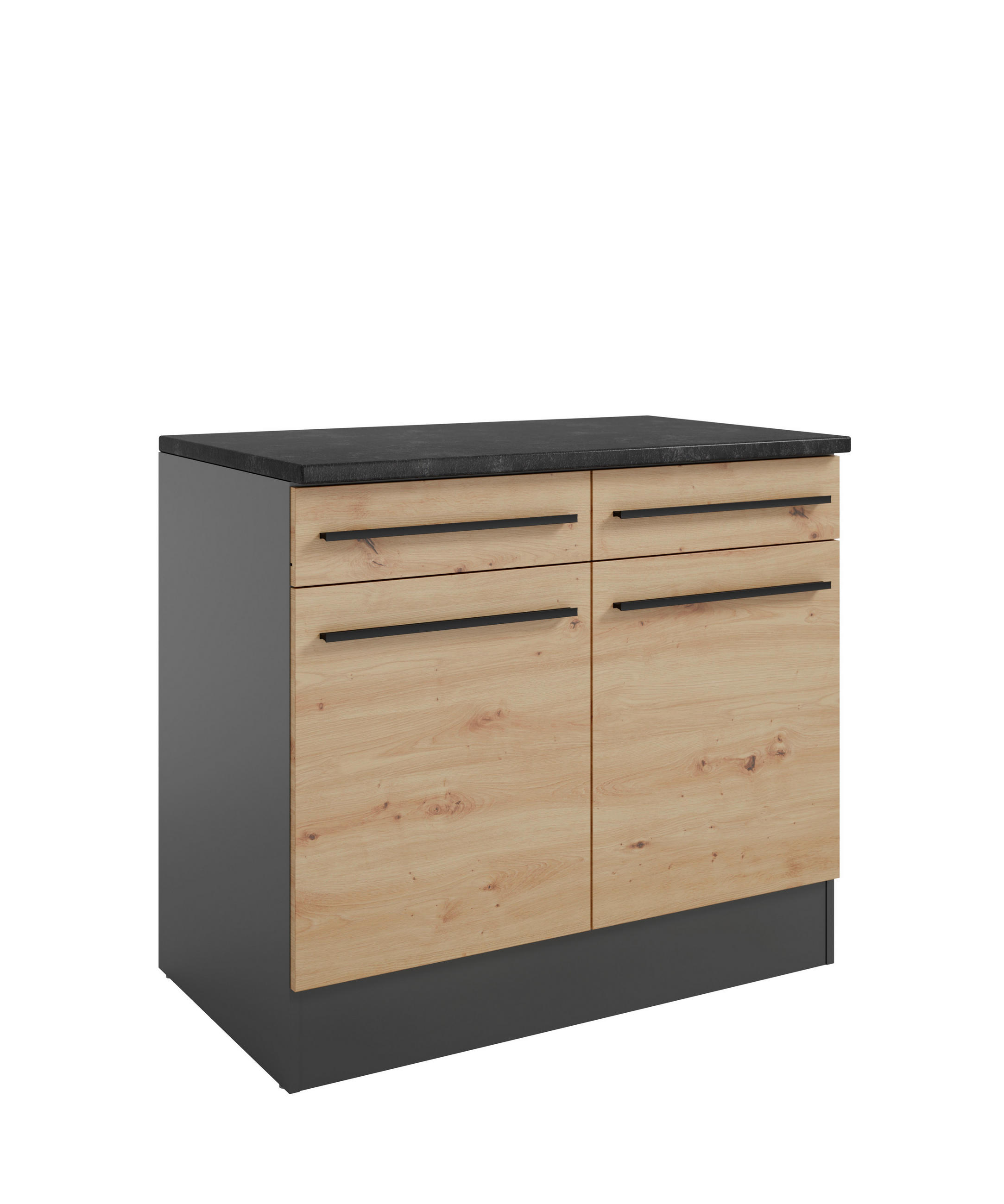 KÜCHENUNTERSCHRANK 100/90/60 cm  in Anthrazit, Eiche Artisan  - Anthrazit/Schwarz, Design, Holzwerkstoff (100/90/60cm) - P & B