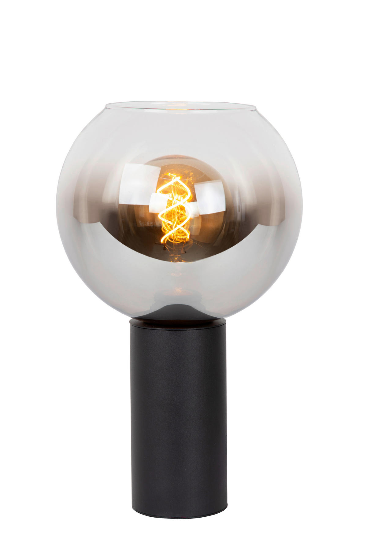 TISCHLEUCHTE 20/20/32.5 cm   - Hellgrau/Schwarz, Design, Glas/Metall (20/20/32.5cm) - Lucide