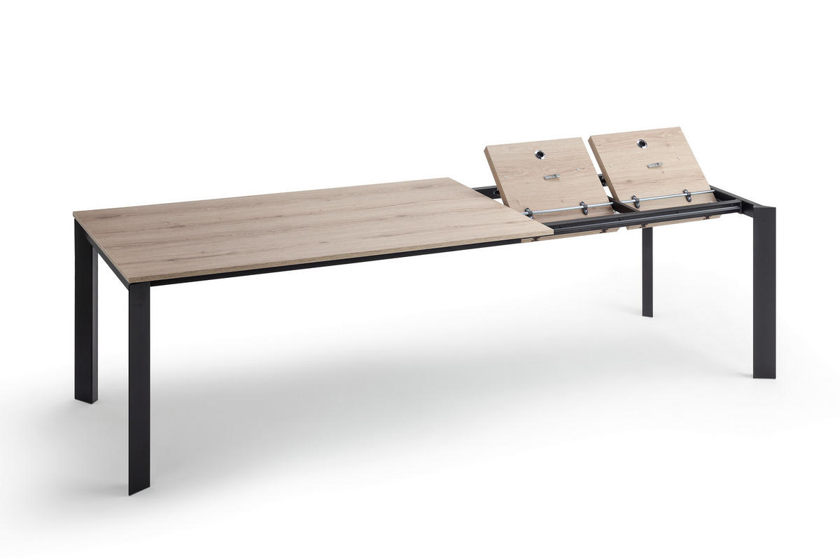 ESSTISCH Schwarz, Eichefarben rechteckig  ausziehbar, in verschiedenen Größen erhältlich, in verschiedenen Holzdekoren erhältlich  - Eichefarben/Schwarz, Design, Holzwerkstoff/Metall (120-180/80/75cm) - home24