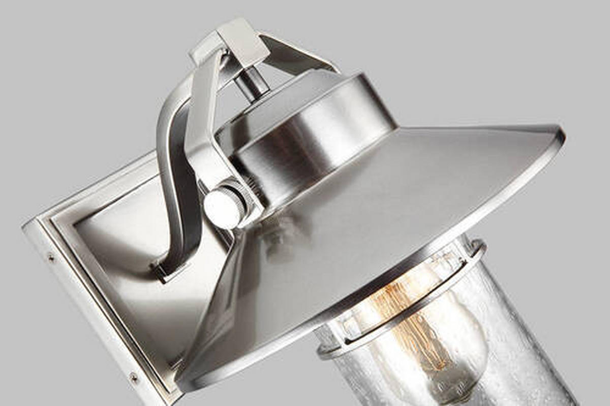 AUSSENWANDLEUCHTE - Edelstahlfarben, Konventionell, Glas/Kunststoff (22.9/27.3/27.1cm) - Elstead Lighting