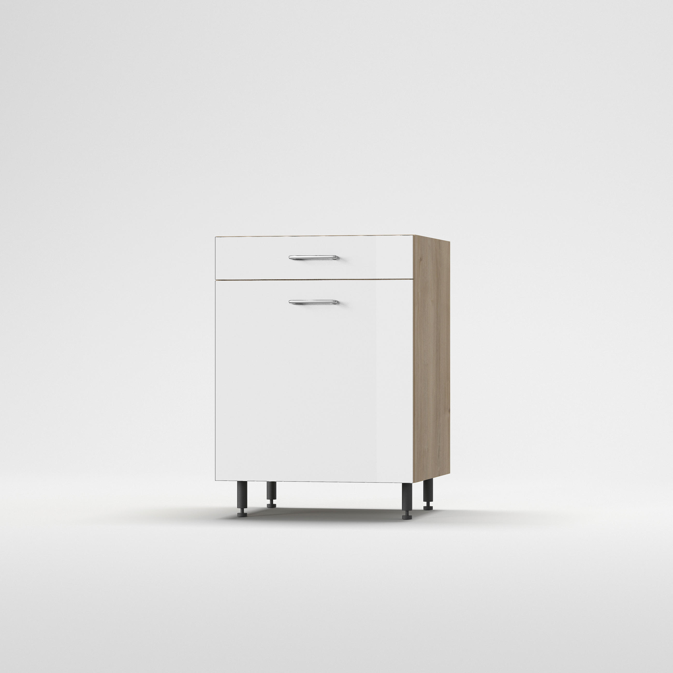 KONYHAI ALSÓSZEKRÉNY - magasfényű fehér, Basics, fa (60/87/56cm) - Carryhome