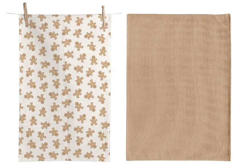 KONYHARUHASZETT 2 részes fehér, világosbarna  - fehér/világosbarna, Basics, textil (50/70cm)