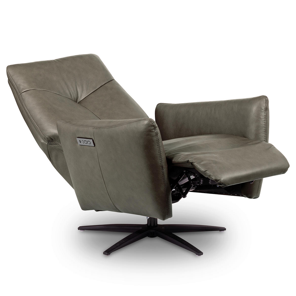 RELAXSESSEL in Leder Grau  - Schwarz/Grau, Design, Leder/Metall (76/107/88cm) - Livetastic