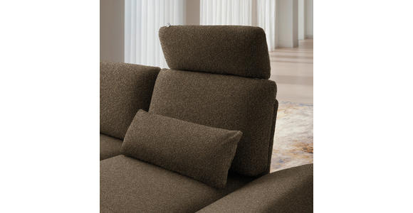 ECKSOFA  in Flachgewebe Dunkelbraun Rücken echt, Armteilverstellung, Relaxfunktion  234/155 cm  - Dunkelbraun/Schwarz, Design, Textil/Metall (234/155cm) - Dieter Knoll