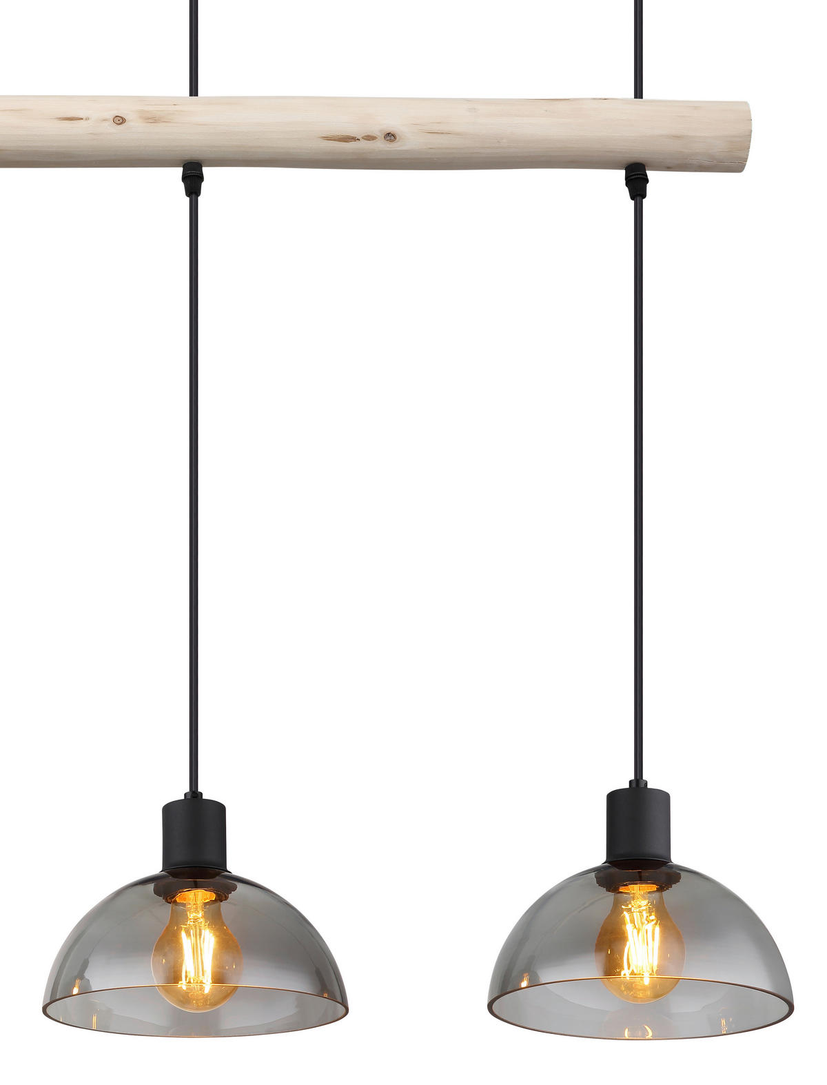 HÄNGELEUCHTE 80/20/120 cm    - Schwarz/Naturfarben, Natur, Glas/Holz (80/20/120cm) - Globo