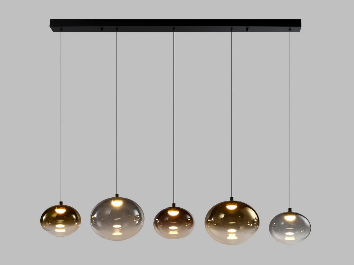 LED-HÄNGELEUCHTE Pesaro 128/170/20 cm  - Schwarz, Design, Glas/Metall (128/170/20cm)