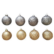 KROGLICA ZA BOŽIČNO JELKO - siva/šampanjec, Basics, kovina/umetna masa (10cm) - X-Mas