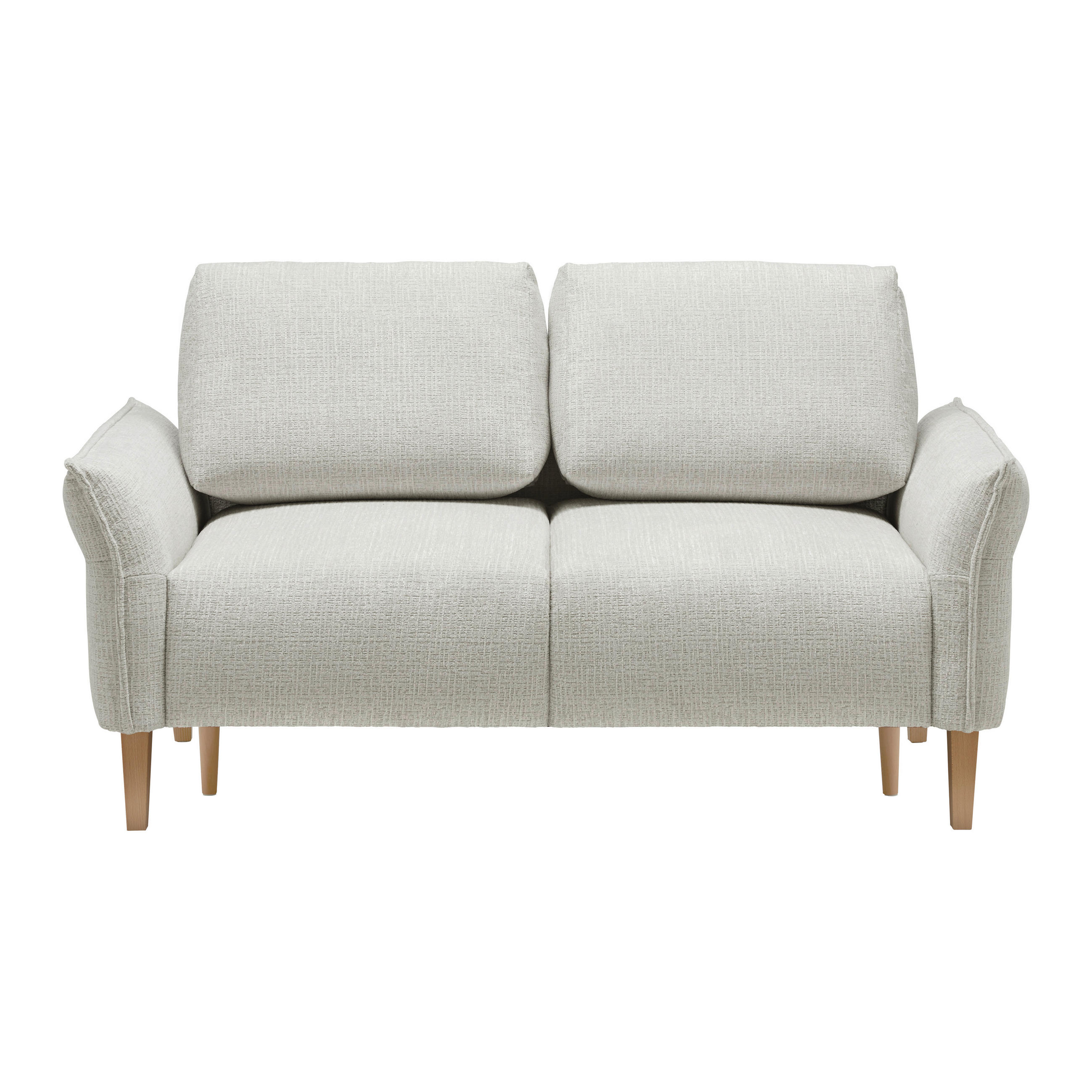 2-SITZER-SOFA in Webstoff Creme  - Eichefarben/Creme, Modern, Holz/Textil (150/85/92cm) - MID.YOU