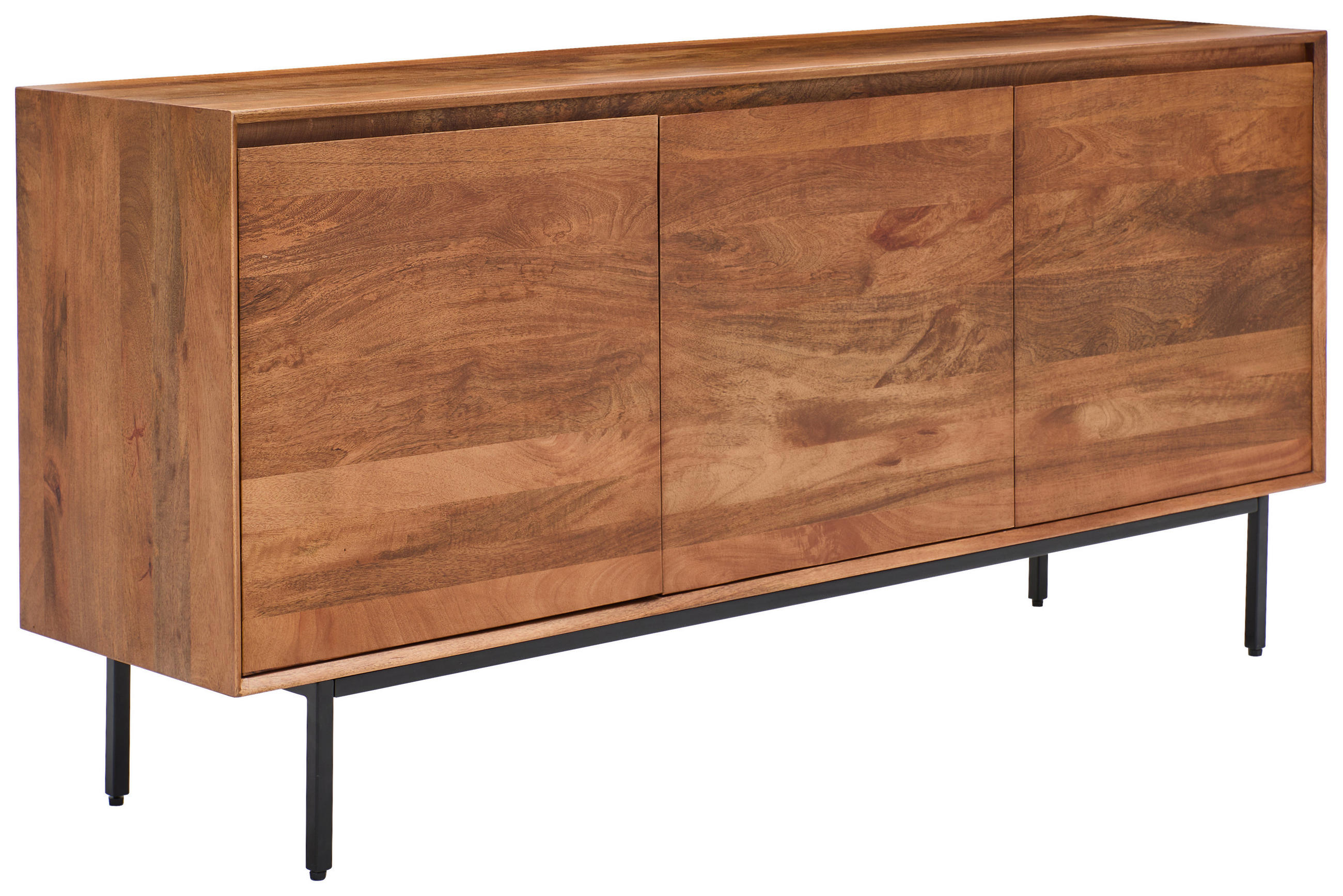 SIDEBOARD  in 160/76/40 cm  - Schwarz/Naturfarben, LIFESTYLE, Holz/Metall (160/76/40cm) - Livetastic