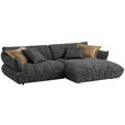 ECKSOFA in Flachgewebe Graubraun  264/185 cm  - Graubraun/Schwarz, Design, Kunststoff/Textil (264/185cm) - Emilio Belluti