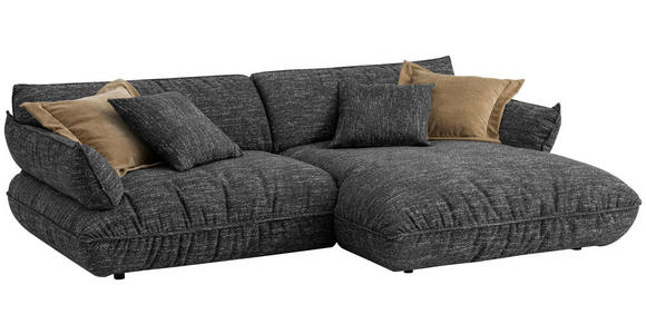 ECKSOFA in Flachgewebe Graubraun 264/185 cm - Graubraun/Schwarz, Design, Kunststoff/Textil (264/185cm) - Emilio Belluti