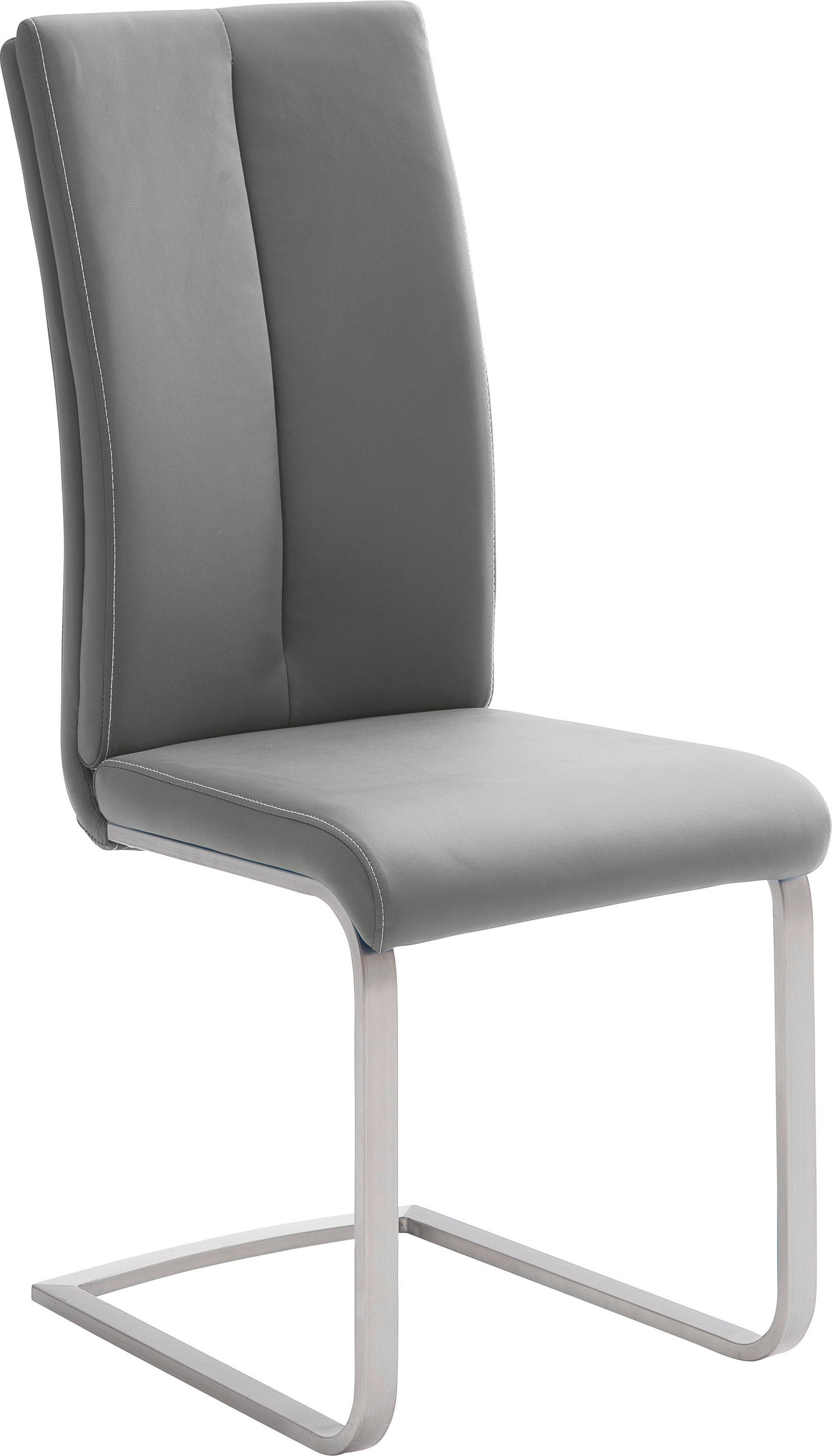 SCHWINGSTUHL  in Edelstahl Lederlook  - Edelstahlfarben/Creme, Design, Textil/Metall (42/104/61cm) - MID.YOU