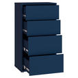 KOMMODE , 55/99/35 cm, 4 Schublade(n)  - Silberfarben/Dunkelblau, Trend, Holzwerkstoff/Kunststoff (55/99/35cm) - Carryhome