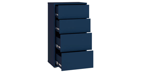 KOMMODE , 55/99/35 cm, 4 Schublade(n)  - Silberfarben/Dunkelblau, Trend, Holzwerkstoff/Kunststoff (55/99/35cm) - Carryhome