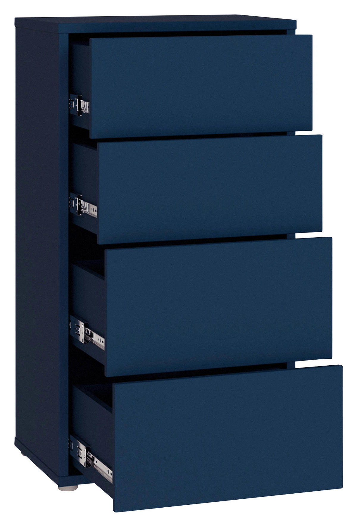KOMMODE , 55/99/35 cm, 4 Schublade(n)  - Silberfarben/Dunkelblau, Trend, Holzwerkstoff/Kunststoff (55/99/35cm) - Carryhome