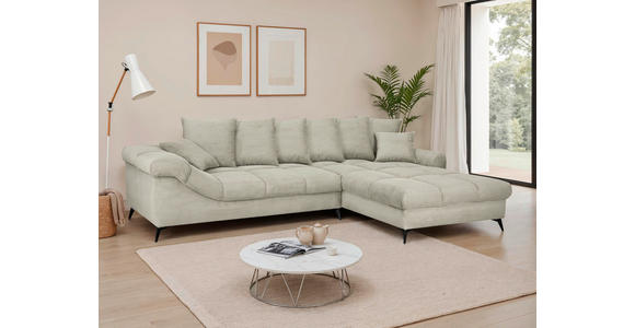 ECKSOFA Elfenbein Cord Rückenkissen, Armlehnenkissen, Rücken echt  - Elfenbein/Schwarz, KONVENTIONELL, Textil/Metall (332/231cm) - Carryhome