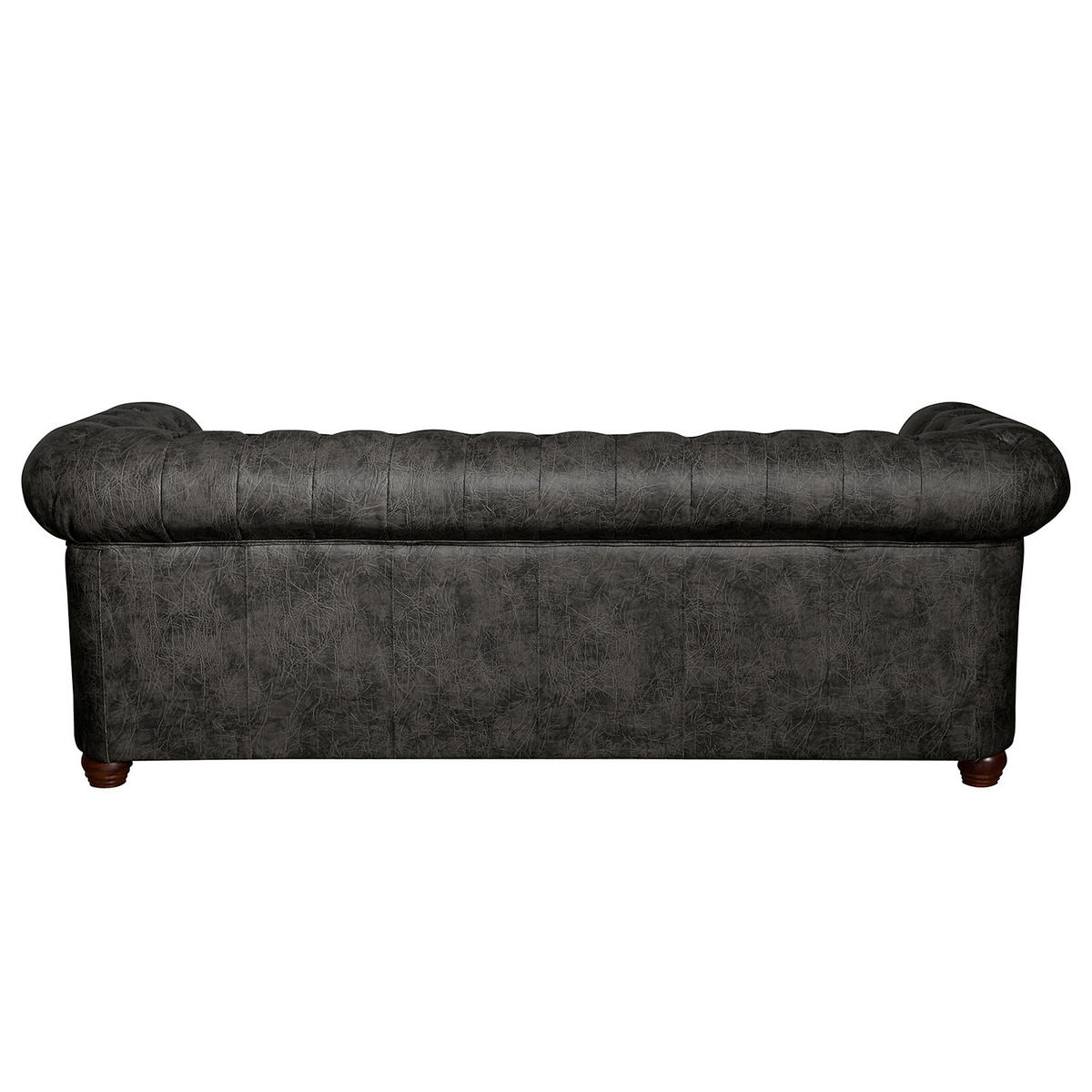 SITZGARNITUR YORK in Lederlook Schwarz  - Schwarz/Braun, Design, Holz/Textil (203/72/86cm) - P & B