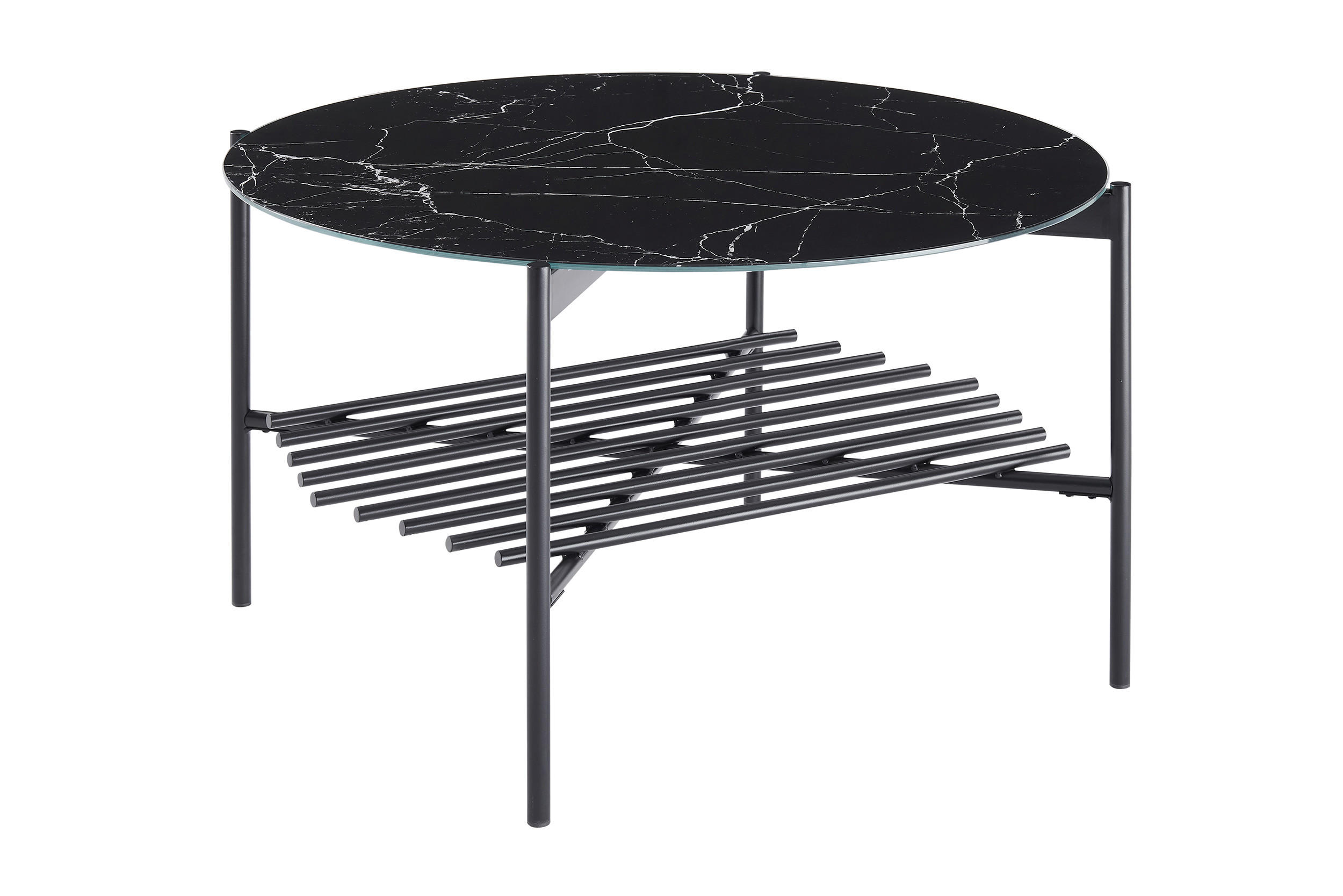 COUCHTISCH 84/84/43 cm rund Schwarz  - Schwarz, Design, Glas/Metall (84/84/43cm) - Livetastic