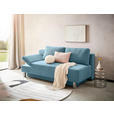 SCHLAFSOFA Flachgewebe Blau  - Chromfarben/Blau, Design, Holz/Textil (205/77-93/99cm) - Novel
