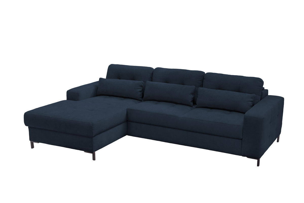 ECKSOFA in Struktur Dunkelblau  176/255 cm  - Schwarz/Dunkelblau, Design, Textil/Metall (176/255cm) - Livetastic