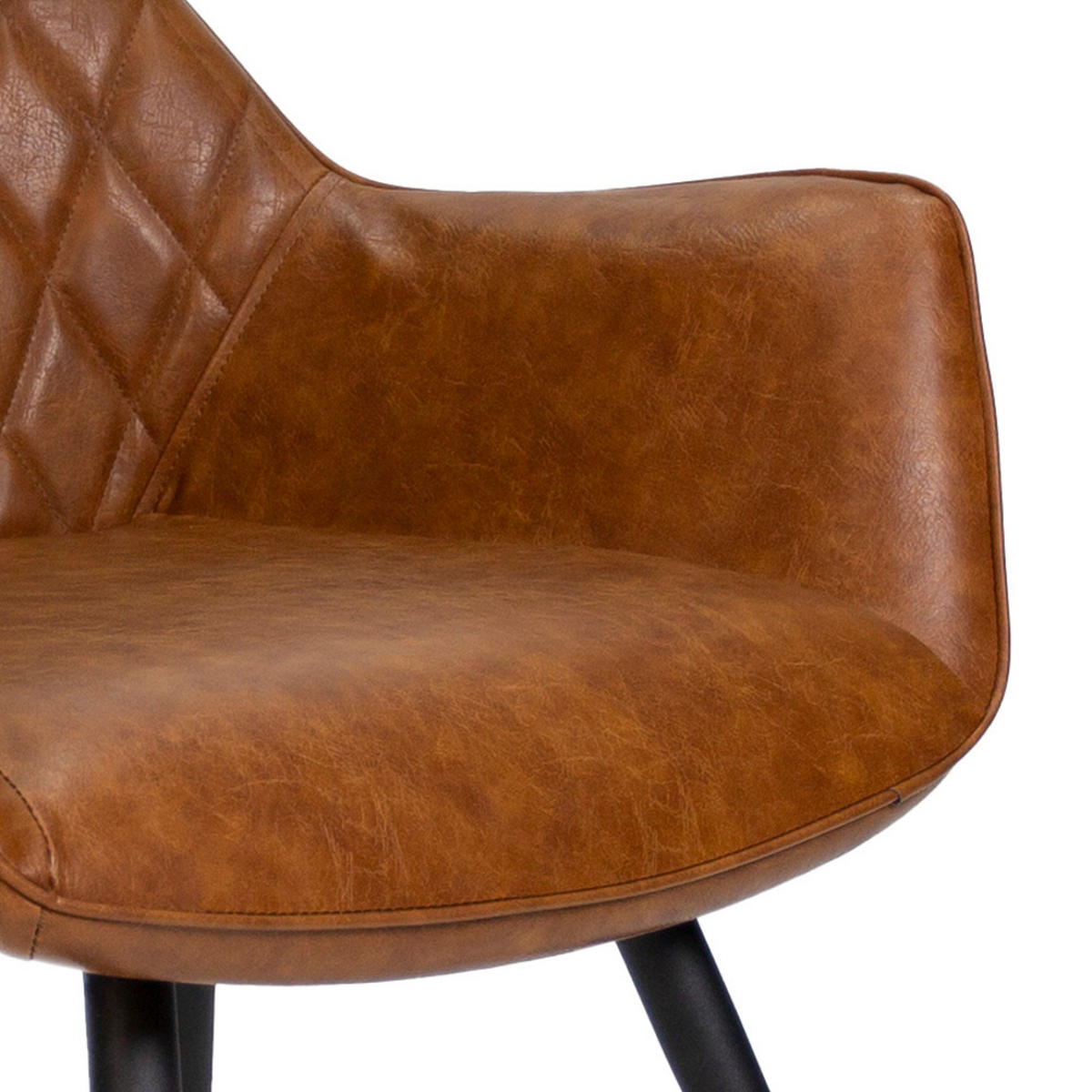 STUHL-SET 2 Stück gastro- und objekttauglich Lederlook  - Cognac/Schwarz, KONVENTIONELL, Textil/Metall (62/83/60cm) - MID.YOU