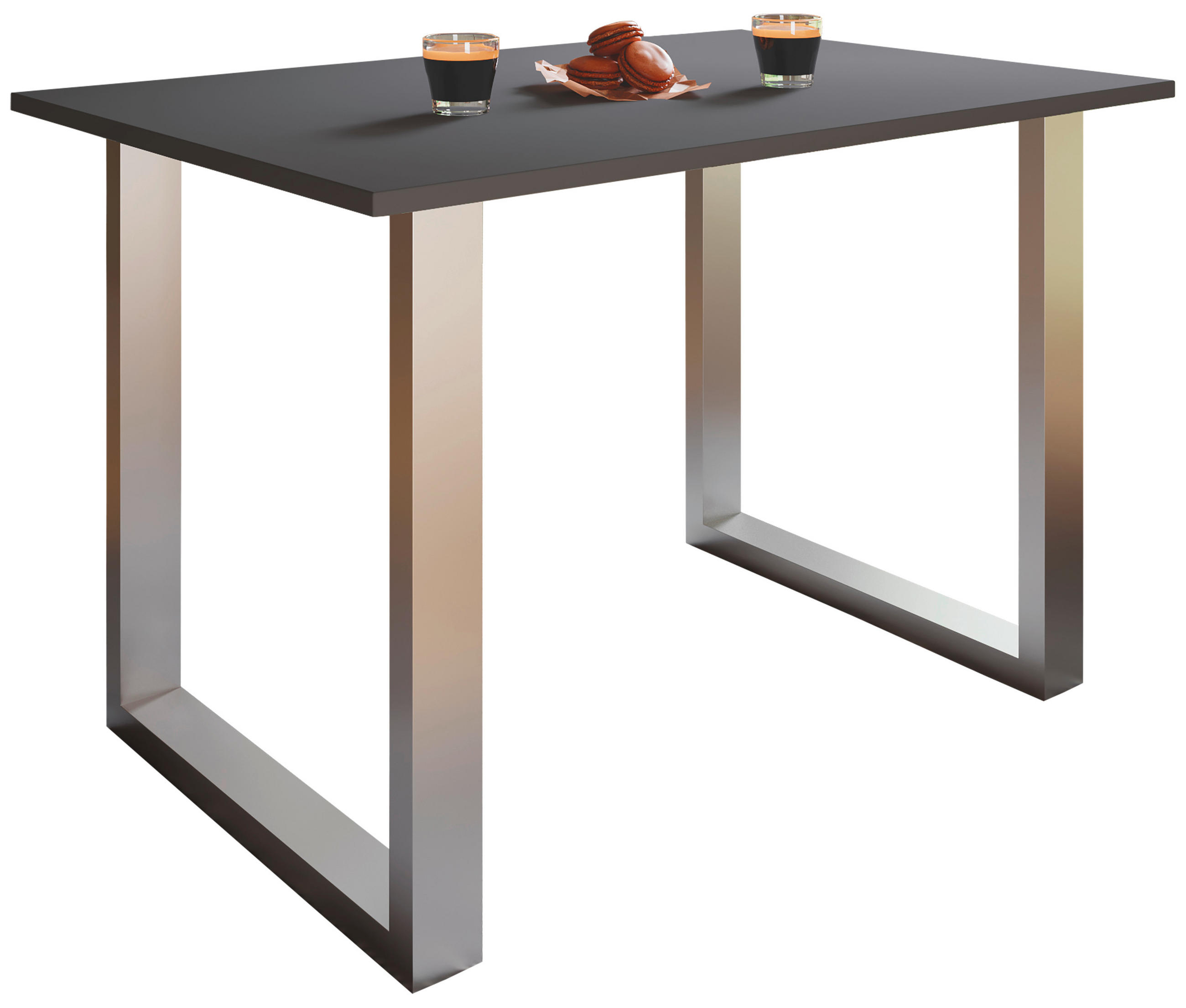 ESSTISCH rechteckig Anthrazit, Silberfarben  - Anthrazit/Silberfarben, Basics, Holzwerkstoff/Metall (80/50/76cm) - MID.YOU