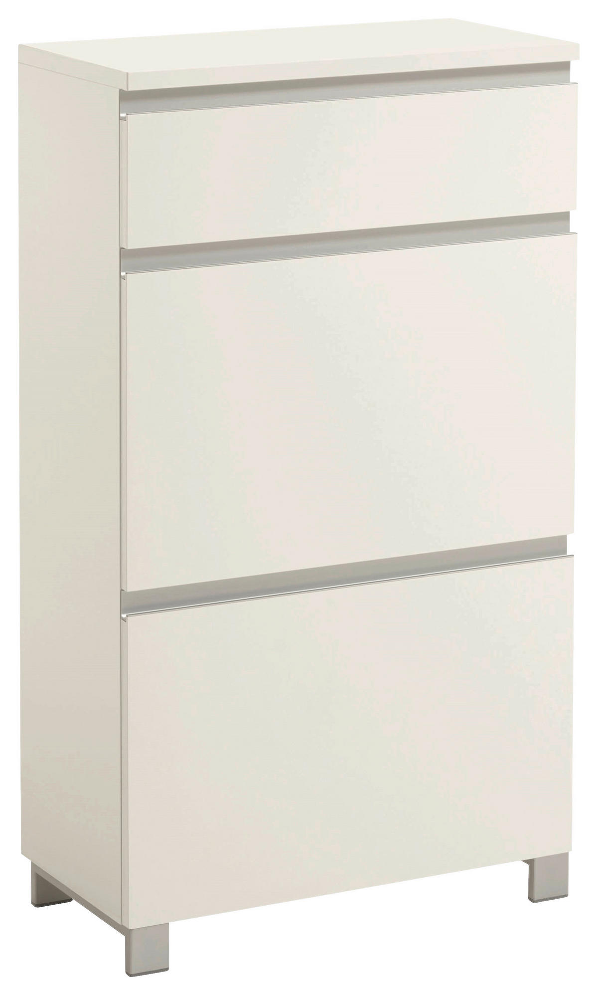 SCHUHSCHRANK Silberfarben, Weiß  - Silberfarben/Weiß, Design, Holzwerkstoff/Metall (60/108/31cm)