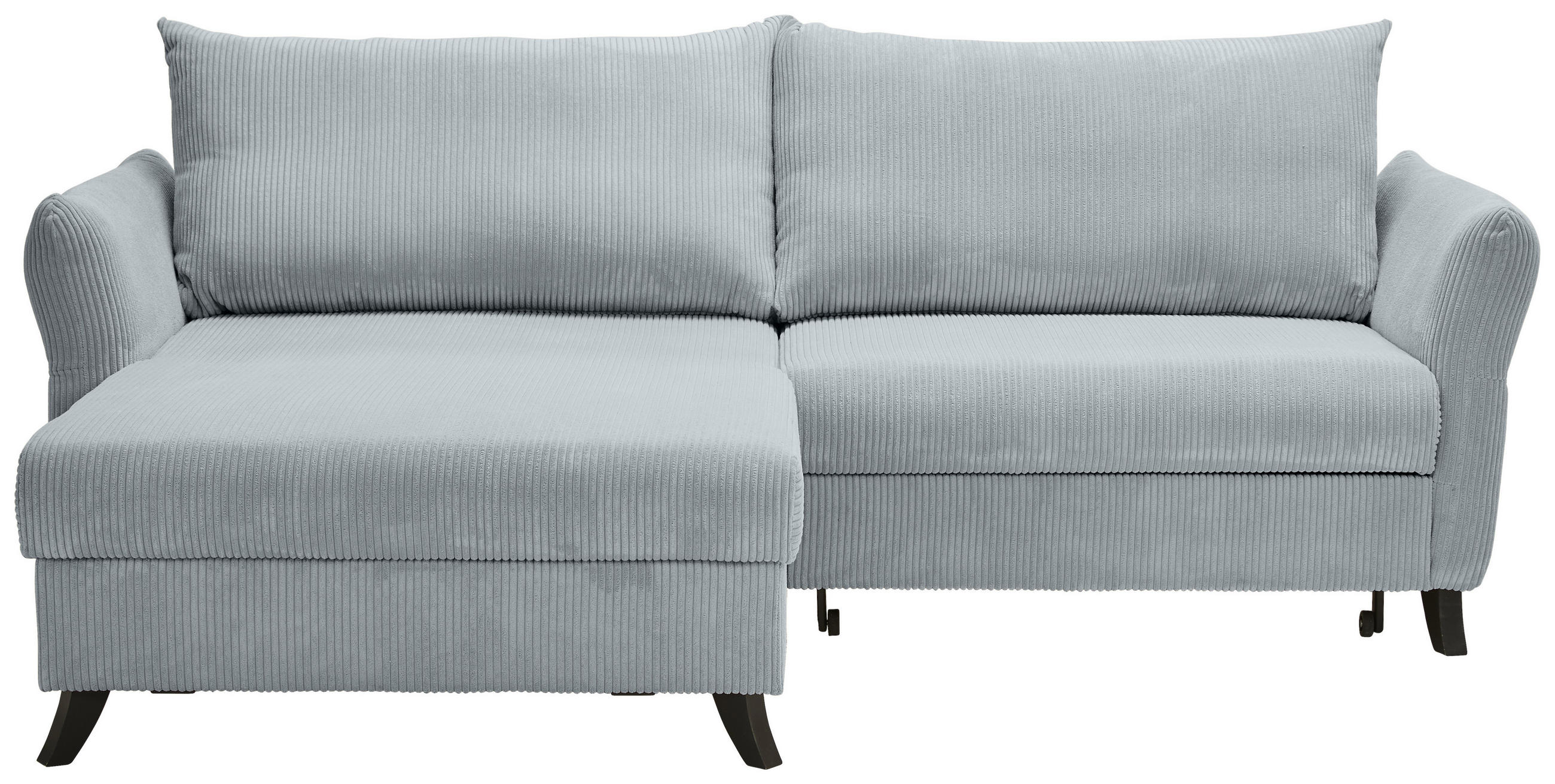ECKSOFA in Cord Hellgrau  - Hellgrau/Schwarz, Romantik / Landhaus, Holz/Textil (245/159cm) - Stylife