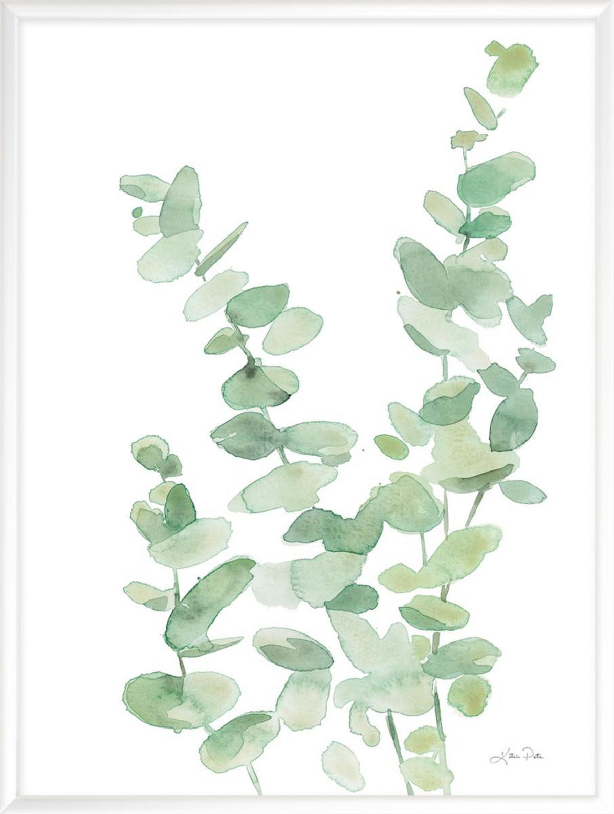 KUNSTDRUCK Pflanzen, Blätter 30/40 cm  - Weiß/Grün, Papier (30/40cm) - Monee