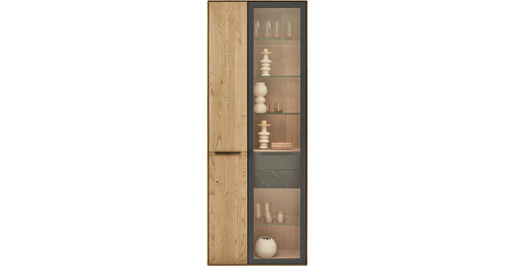 VITRINE Anthrazit, Kastanienfarben  77/205,5/39,5 cm  - Kastanienfarben/Anthrazit, Natur, Glas/Holz (77/205,5/39,5cm) - Valnatura