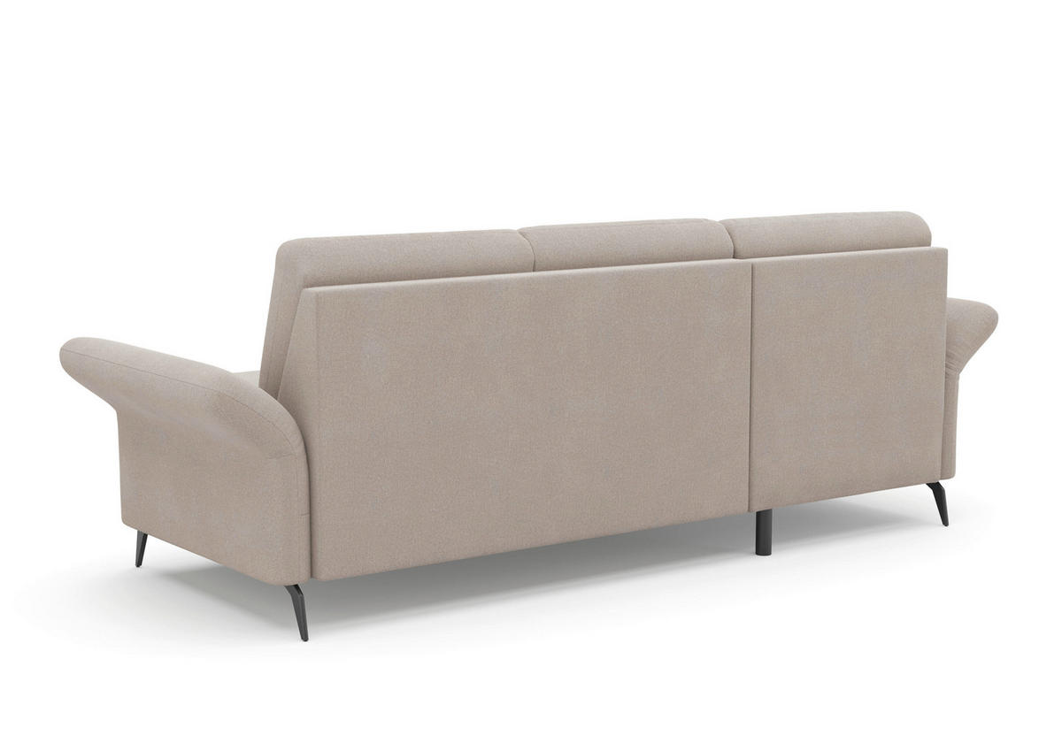 ECKSOFA ROCHELLE E Greige Flachgewebe  - Greige/Schwarz, KONVENTIONELL, Textil/Metall (164/251cm) - Sit & More