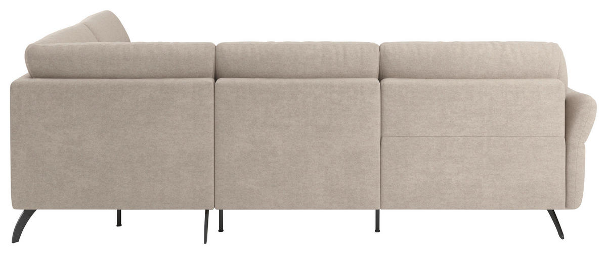 ECKSOFA Sandfarben Webstoff  - Sandfarben/Schwarz, KONVENTIONELL, Textil/Metall (263/201cm) - Pure Home Comfort