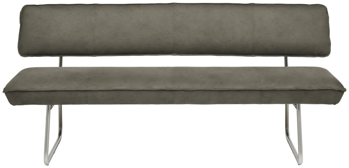 SITZBANK Metall, Textil Edelstahlfarben, Hellgrau  - Edelstahlfarben/Hellgrau, Design, Textil/Metall (200/87/67cm) - Venjakob