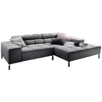 ECKSOFA in Flachgewebe Grau  - Grau, Design, Textil/Metall (280/178cm) - Hom`in