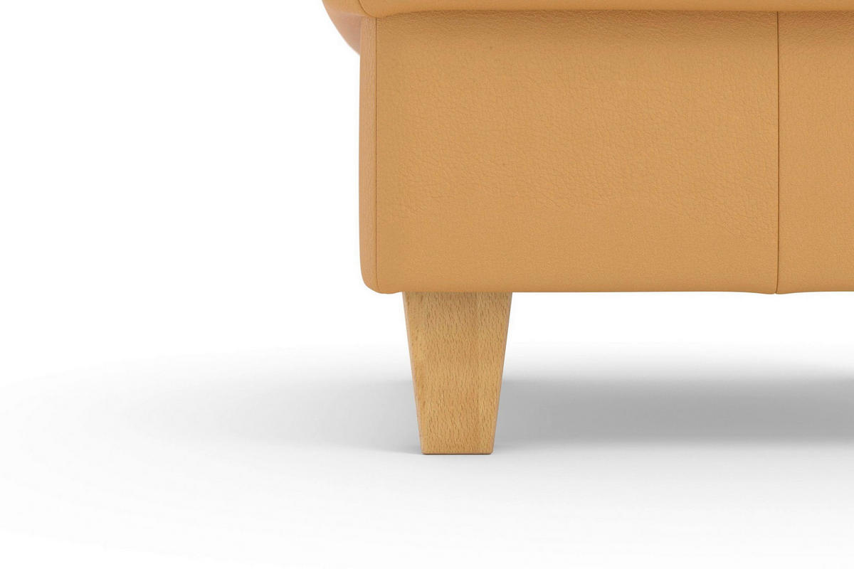 TABURETKA, koža, 58/48/58 cm - farba duba/kari žltá, Basics, koža/drevo (58/48/58cm) - Sit & More