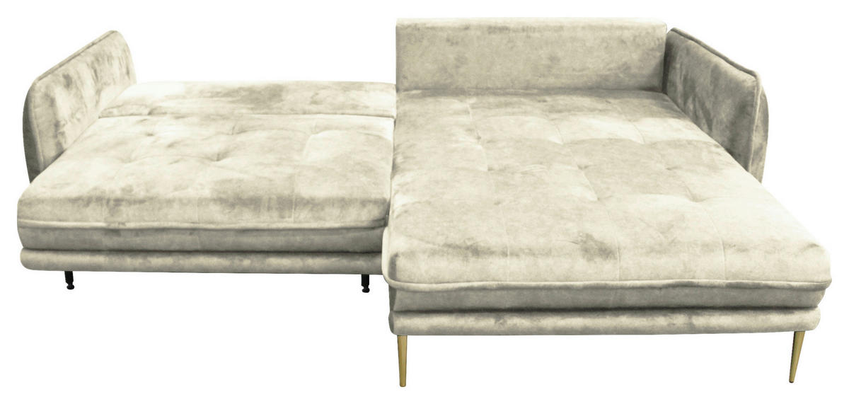 ECKSOFA in Velours Creme  264/196 cm  - Goldfarben/Creme, Design, Textil/Metall (264/196cm) - MID.YOU