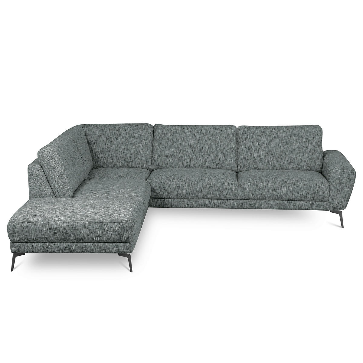 ECKSOFA SPRING Anthrazit Webstoff Zierkissen  - Anthrazit/Schwarz, Design, Textil/Metall (250/273cm) - Livetastic