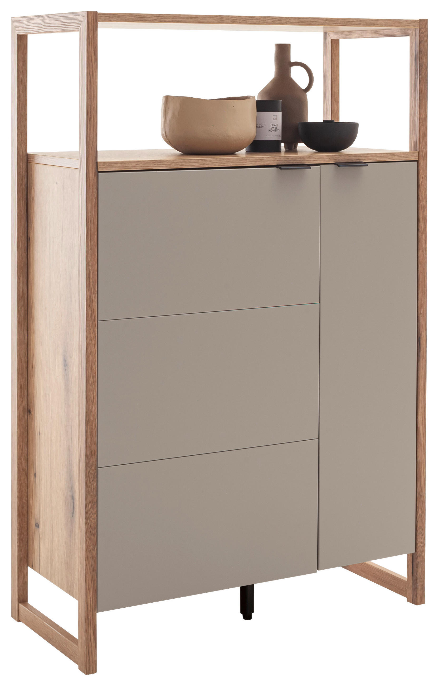 REGAL Grau, Schwarz, Eichefarben  95/150/44 cm  - Eichefarben/Anthrazit, Design, Holzwerkstoff/Metall (95/150/44cm) - Hom`in