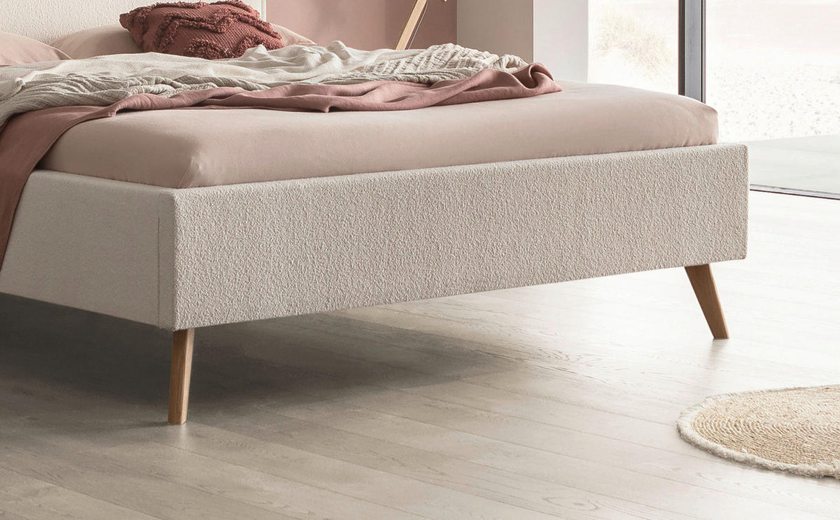 POLSTERBETT 140/200 cm  in Weiss, Eichefarben  - Weiss/Eichefarben, Design, Holz/Textil (140/200cm) - Hasena