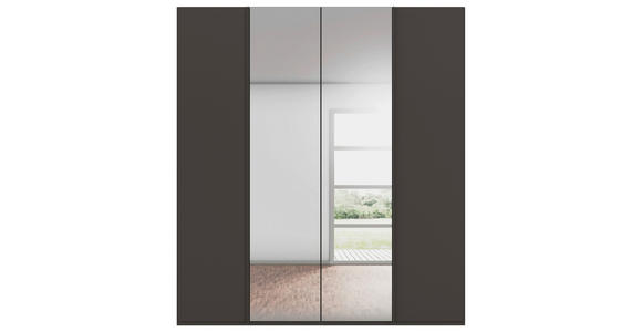 DREHTÜRENSCHRANK 201/223/61 cm,  in Graphitfarben, 4-türig  - Graphitfarben, Basics, Glas/Holzwerkstoff (201/223/61cm) - Novel