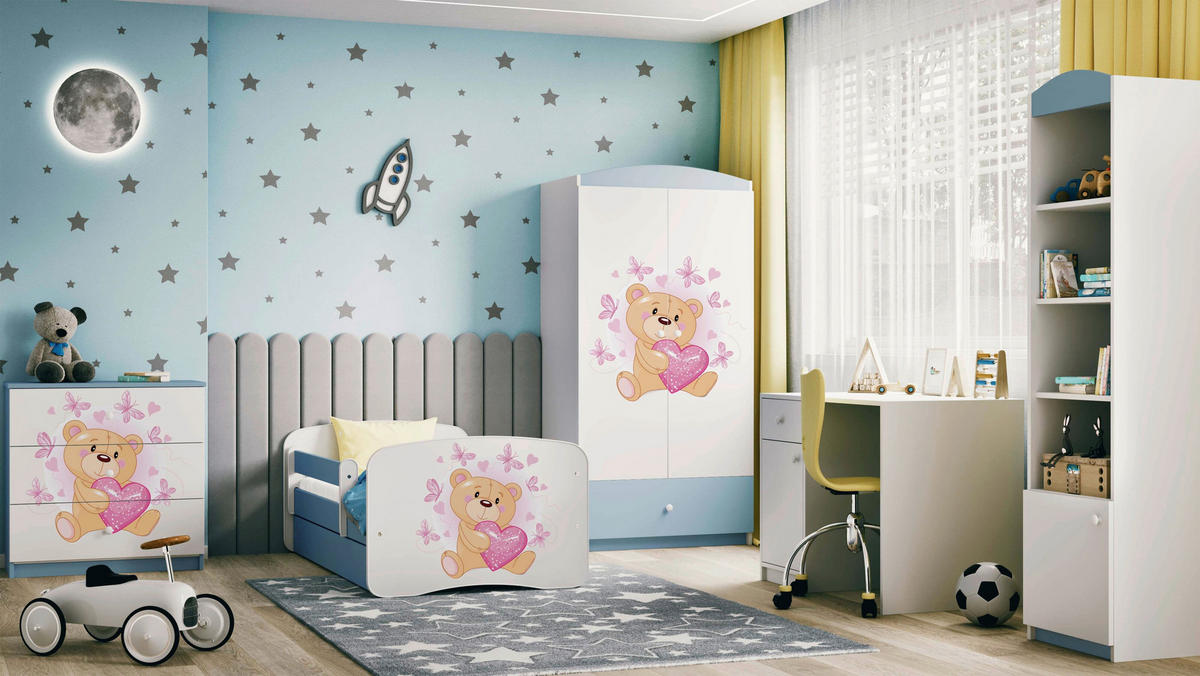 KINDER-/JUNIORBETT - Blau/Birkefarben, MODERN, Holz/Holzwerkstoff (80/160cm) - MID.YOU