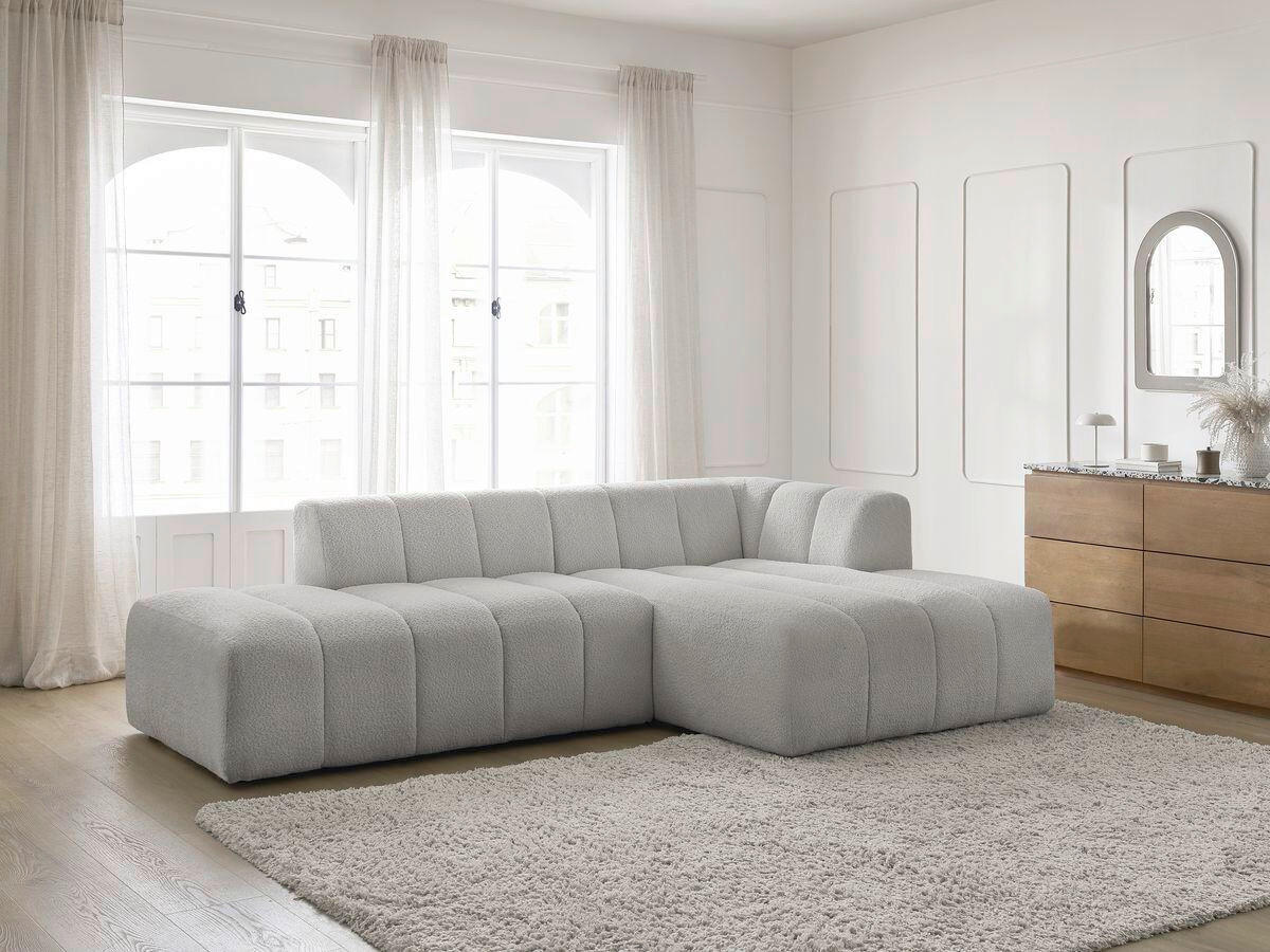 ECKSOFA  ANNECY Hellgrau Bouclé  - Hellgrau/Schwarz, MODERN, Kunststoff/Textil (262/170cm)