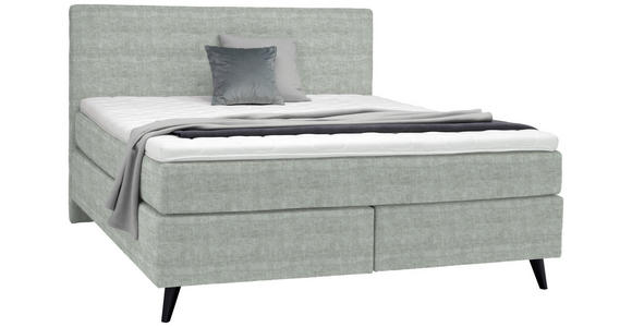 BOXSPRINGBETT 180/200 cm in Hellgrau - Hellgrau/Schwarz, KONVENTIONELL, Holz/Textil (180/200cm) - Voleo