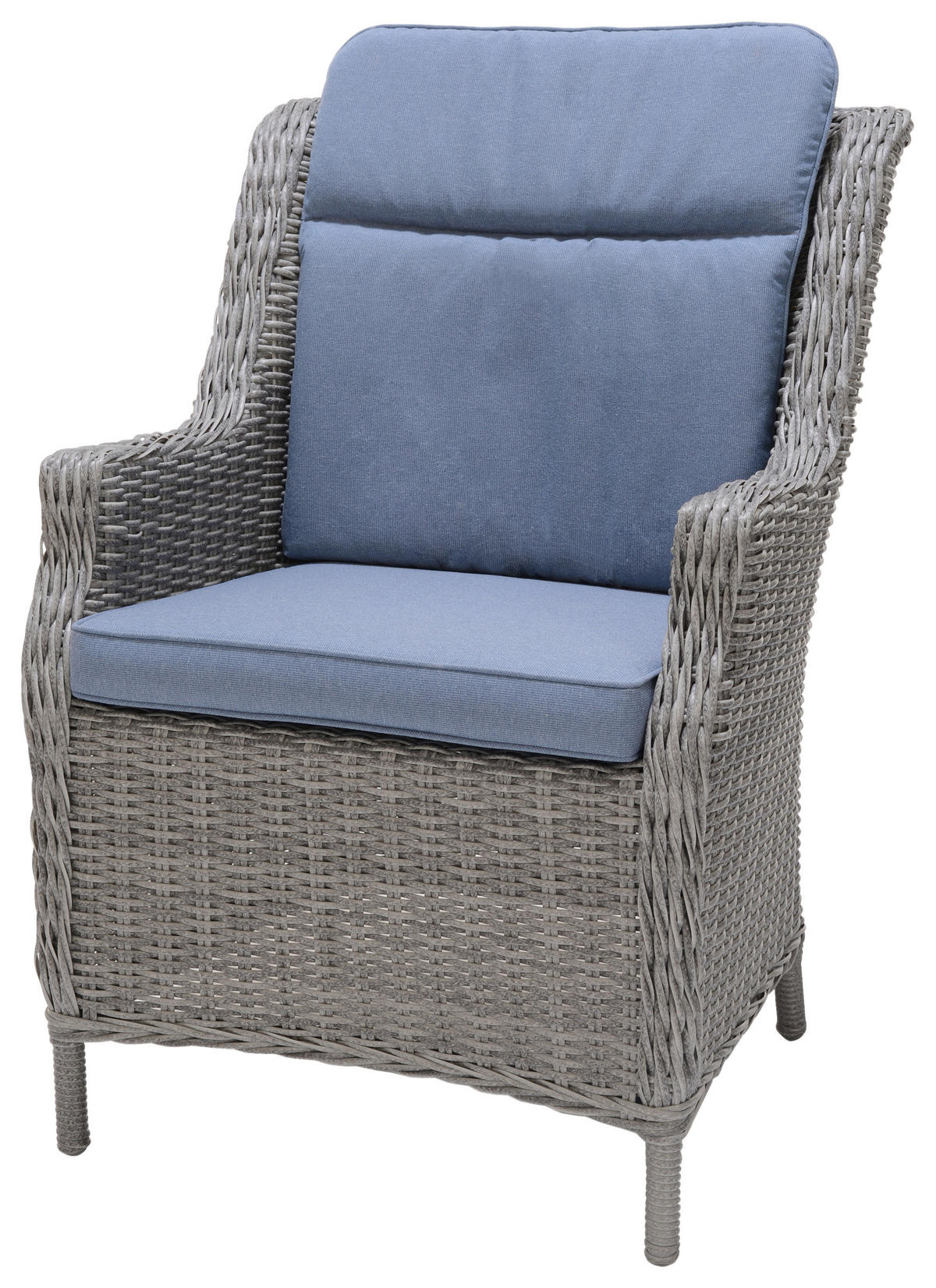 GARTENSESSEL - Taubenblau/Alufarben, Natur, Kunststoff/Textil (69,3/95/69,3cm) - Ambia Garden