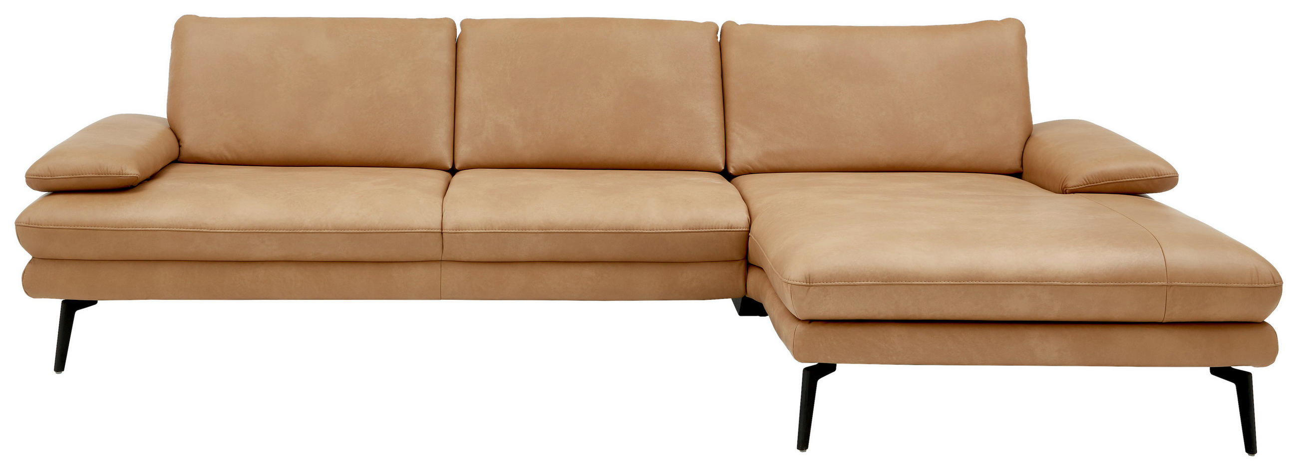 ECKSOFA Honig Echtleder - Schwarz/Honig, Design, Leder/Metall (310/180cm) - Dieter Knoll