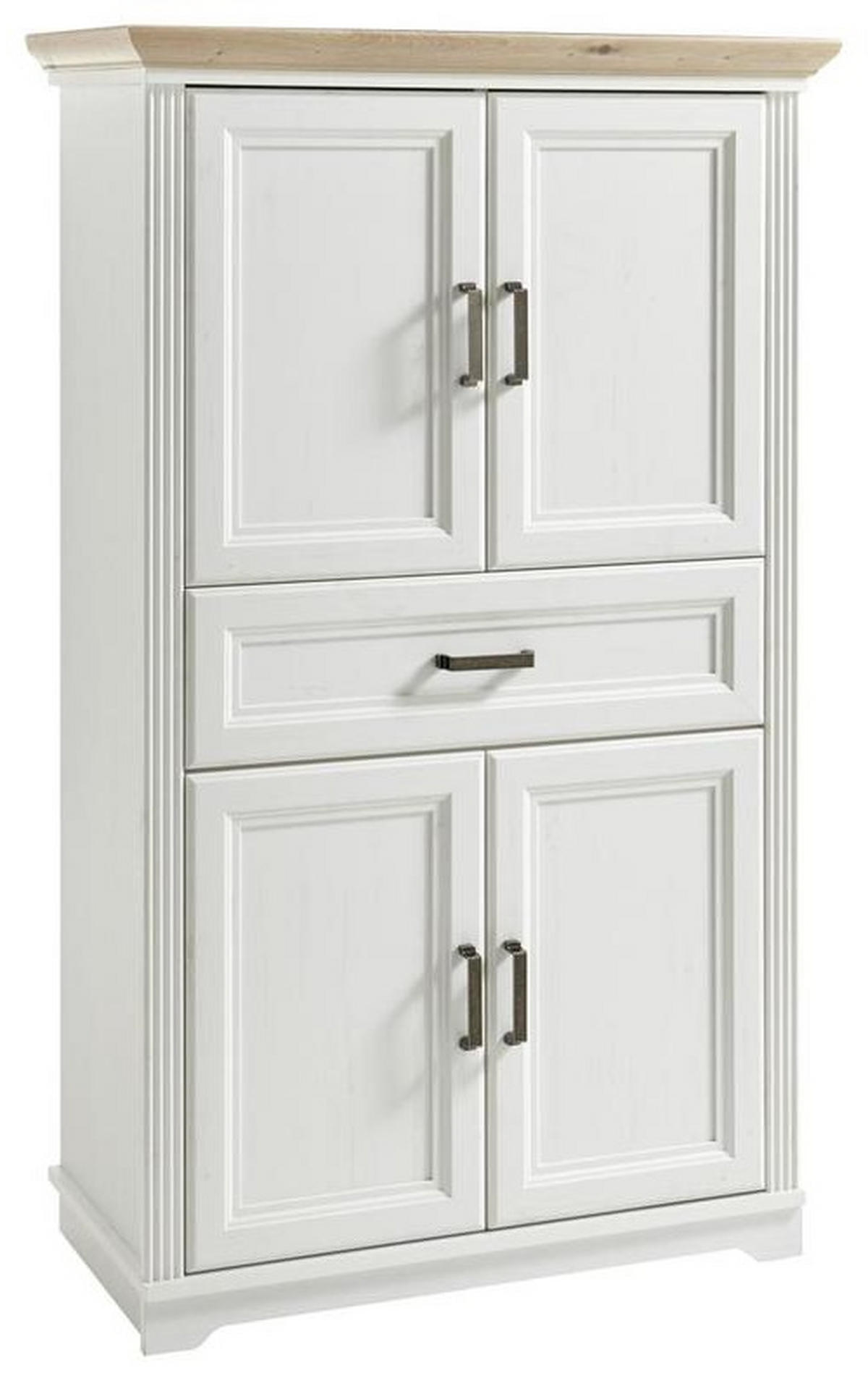 MIDISCHRANK 83/138/43 cm  - Eichefarben/Silberfarben, LIFESTYLE, Holzwerkstoff/Kunststoff (83/138/43cm) - Livetastic