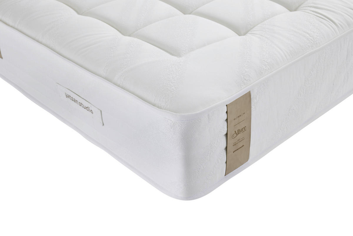 BOXSPRINGMATRATZE ALLURE REGINA H3/H4, 90/200 cm, Höhe ca.: 33 cm,  - Creme, Basics, Textil (90/200cm)