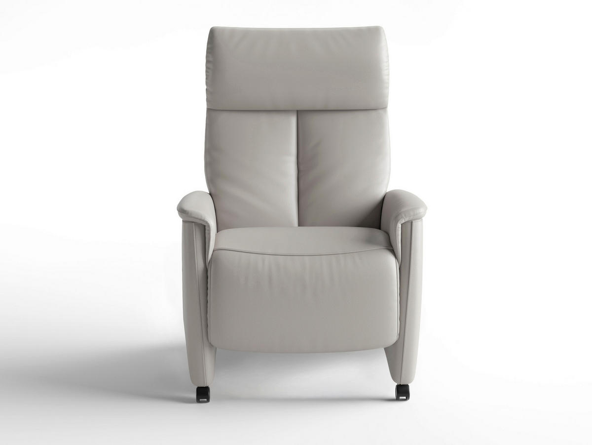 RELAXAČNÉ KRESLO, koža, svetlosivá - čierna/svetlosivá, Basics, koža/plast (76/110/84cm) - Sit & More