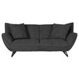 3-SITZER-SOFA in Samt Grau  - Schwarz/Grau, Design, Textil/Metall (203/90/95cm) - Carryhome